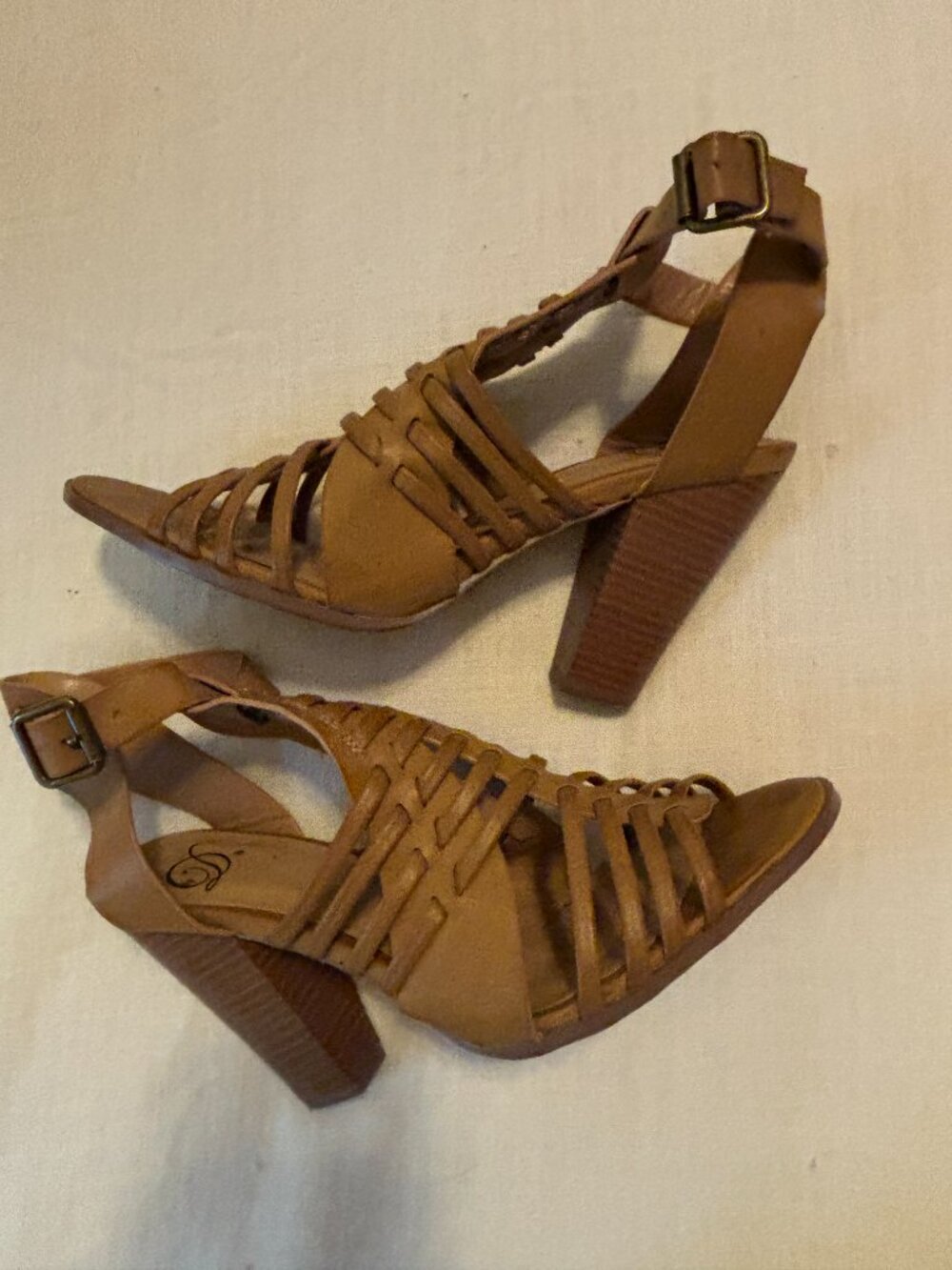 Strappy Brown Sandals, Size 8
